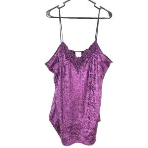 Purple Velvet‎ Lace Slip Cami Top XL Fairy Goth Y2K Coquette Romantic Night Out